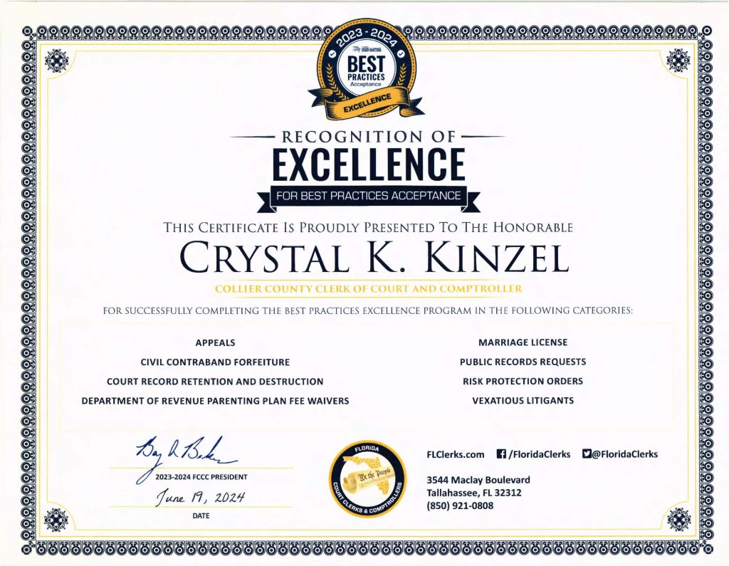 Recognition in the 2023-2024 FCCC Best Practices Excellence Program